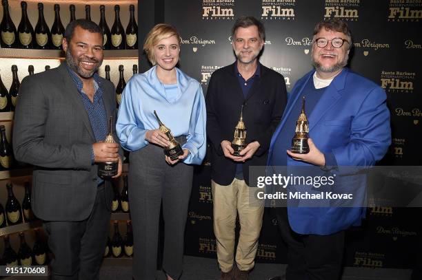 Jordan Peele, Greta Gerwig, Paul Thomas Anderson, and Guillermo del Toro visit the Dom Perignon Lounge after receiving the Outstanding Directors...