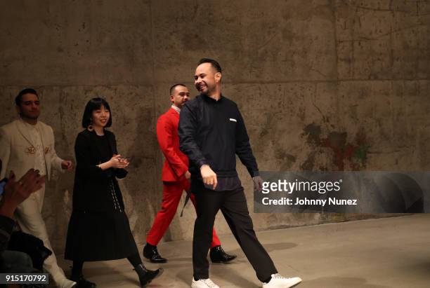 Carlos Campos appears on the runway during the Carlos Campos - February 2018 - New York Fashion Week Mens' presentation at Skylight Modern on...