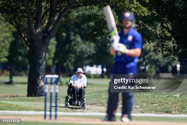 Spectator looks on during the One Day Ford Trophy Cup match between Canterbury and Auckland on February 7, 2018 in Christchurch, New Zealand.