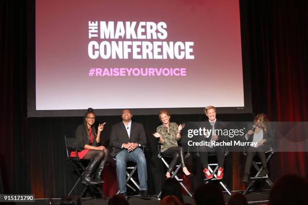 Tamika Catchings, Parnell Smith, Founder and President, Together Rising Glennon Doyle, Abby Wambach and Esther Perel speak onstage during The 2018...
