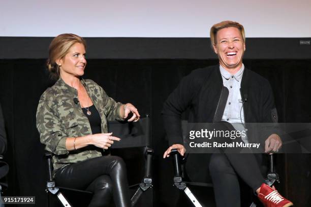 President, Together Rising Glennon Doyle and Abby Wambach speak onstage during The 2018 MAKERS Conference at The Hollywood Roosevelt Hotelon February...