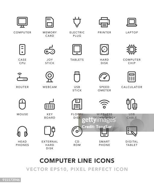 stockillustraties, clipart, cartoons en iconen met computer lijn pictogrammen - modem