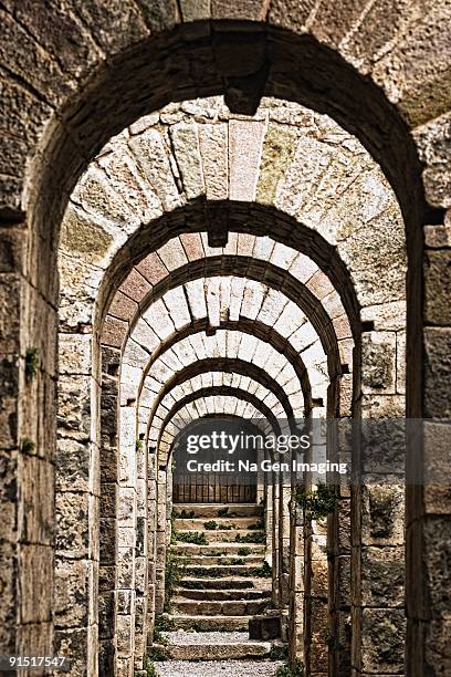 arched passage, temple of trajan pergamum, turkey - bergama 個照片及圖片檔