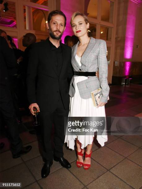 Actors Nicolas Duvauchelle and Diane Kruger attend the Trophees du Film Francais 2018 at Palais Brogniart on February 6, 2018 in Paris, France.