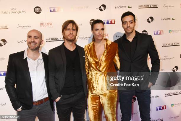 Julien Arruti, Philippe Lacheau, Charlotte Gabris and Tarek Boudali attend the Trophees du Film Francais 2018 at Palais Brogniart on February 6, 2018...