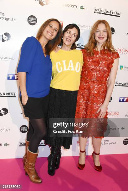 Actress Julie de Bona, director Eleonor Serraille and actress Odile Vuillemin attend the Trophees du Film Francais 2018 at Palais Brogniart on...