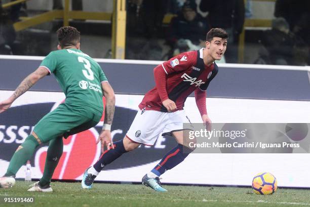 Riccardo Orsolini of Bologna FC in action during the serie A match between Bologna FC and ACF Fiorentina at Stadio Renato Dall'Ara on February 4,...