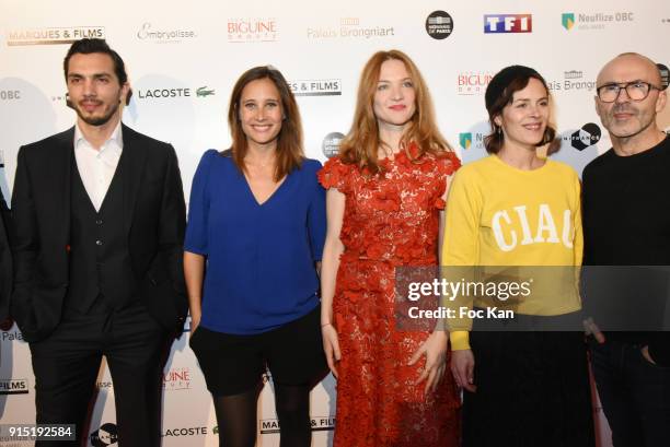 Guest, Actress Julie de Bona, actress Odile Vuillemin and director director Eleonor Serraille xattend the Trophees du Film Francais 2018 at Palais...