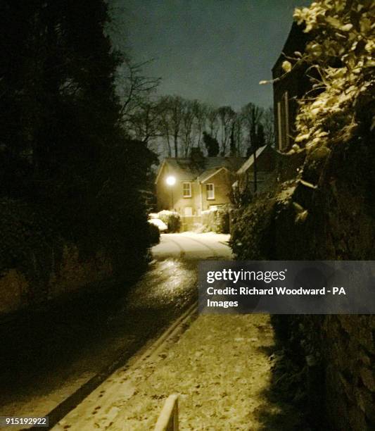 The scene in West Malling, near Tonbridge in Kent, after overnight snowfall.