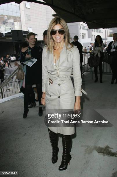 Carine Roitfeld attends the Valentino Pret a Porter show as part of the Paris Womenswear Fashion Week Spring/Summer 2010 at Halle Freyssinet on...