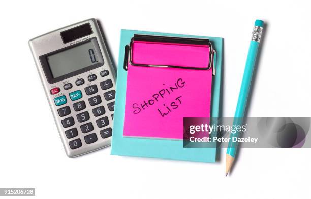 close up of shopping lost - shopping list stock pictures, royalty-free photos & images