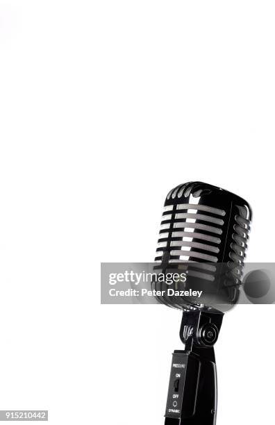 karaoke microphone with copy space - dynamic microphone stock pictures, royalty-free photos & images