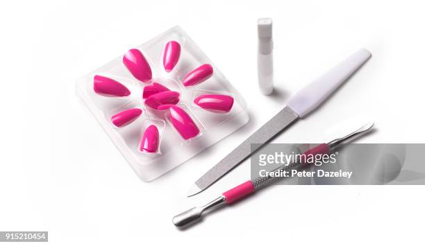false nail kit - pink vanity stock pictures, royalty-free photos & images