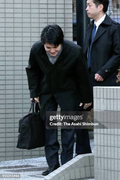 Kei Komuro, fiance of Princess Mako of Akishino is seen on departure from his home on February 7, 2018 in Yokohama, Kanagawa, Japan. According to the...