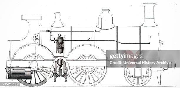Illustration depicting a locomotive fitted with the Westinghouse air brakes. Dated 19th century.