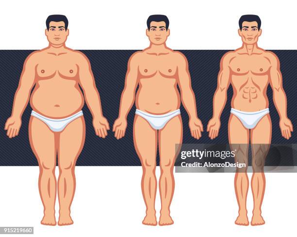 man before and after weight loss - before and after weight loss stock illustrations