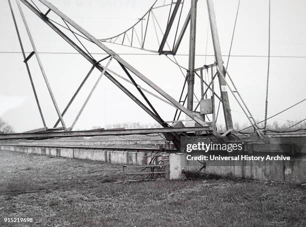 Photograph of an aperture synthesis, a type of interferometry that mixes signals from a collection of telescopes to produce images having the same...