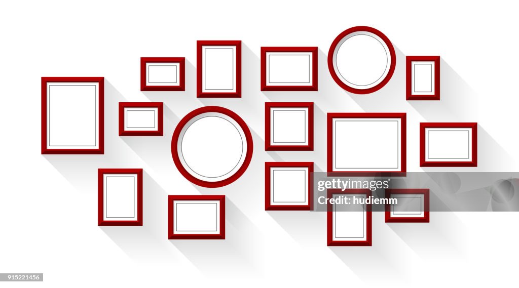 Red Simple Vector Frame Vector Red Picture Frame Set Isolated On White Background High-Res ...