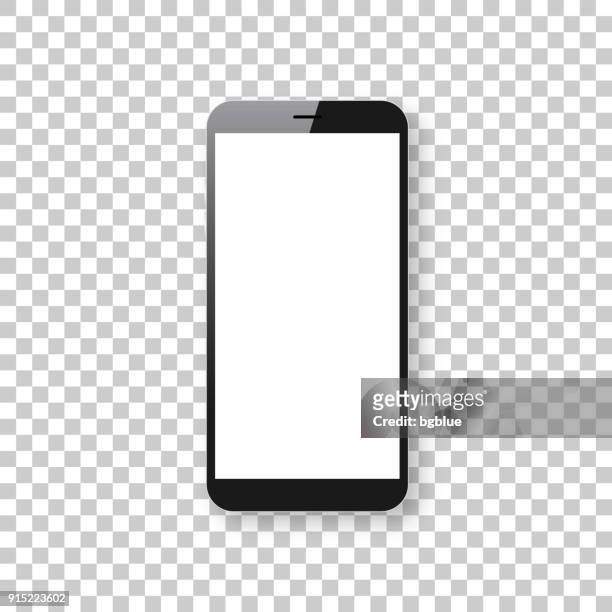 stockillustraties, clipart, cartoons en iconen met smartphone geïsoleerd op lege achtergrond - mobiele telefoon sjabloon - blanco color