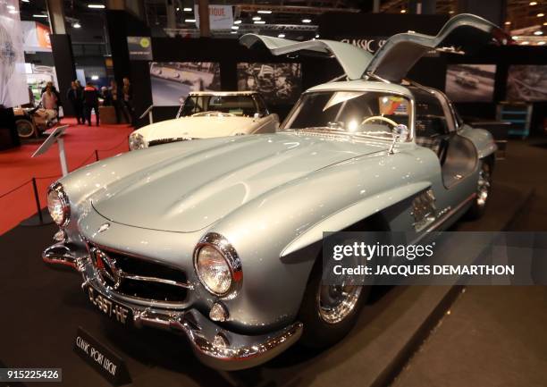 Mercedes-Benz 300SL papillon from 1954 is seen on display at Retromobile - an exhibition of vintage motor vehicles - at Paris Expo in Porte de...