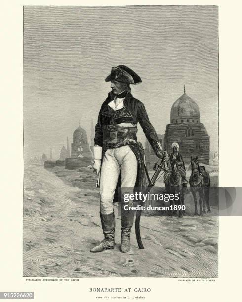 napoleon bonaparte in cairo, egypt - napoleon portrait stock illustrations