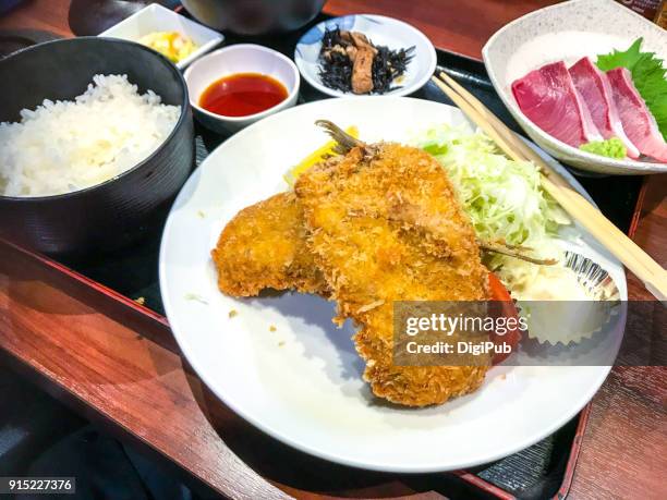 japanese style lunch meal - amberjack stockfoto's en -beelden