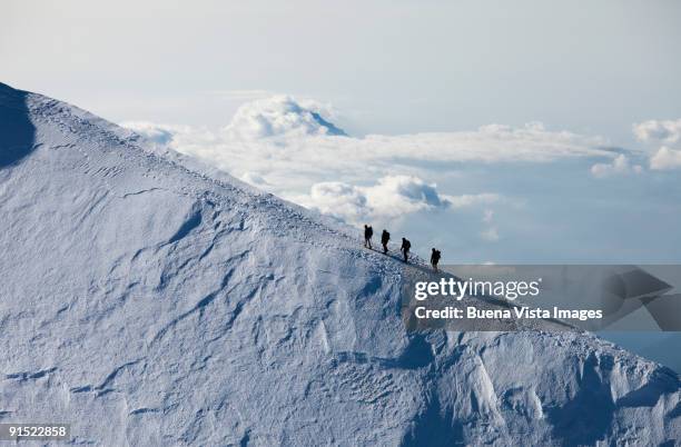 climbers ascending punta parrot - climbing snow mountain stock pictures, royalty-free photos & images