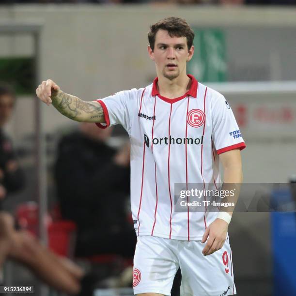 Benito Raman of Duesseldorf gestures during the Second Bundesliga match between Fortuna Duesseldorf and FC Erzgebirge Aue at ESPRIT arena on January...