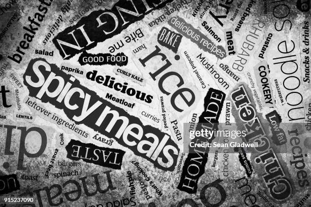 newspaper food clippings - newspaper clippings stock pictures, royalty-free photos & images