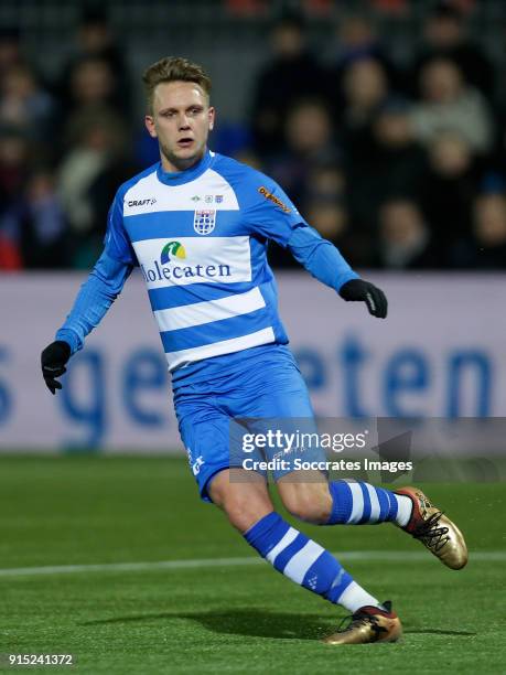 Wouter Marinus of PEC Zwolle during the Dutch Eredivisie match between PEC Zwolle v SC Heerenveen at the MAC3PARK Stadium on February 6, 2018 in...