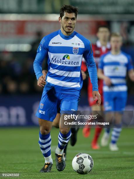 Nicolas Freire of PEC Zwolle during the Dutch Eredivisie match between PEC Zwolle v SC Heerenveen at the MAC3PARK Stadium on February 6, 2018 in...