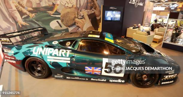 Jaguar XJ 220C TWR Works Le Mans GT Class from 1993 is seen on display at Retromobile - an exhibition of vintage motor vehicles - at Paris Expo in...