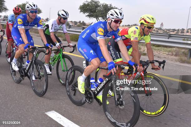 5th Tour Dubai 2018 / Stage 2 Elia Viviani of Italy / Liam Bertazzo of Italy / Mark Cavendish of Great Britain / Fabio Sabatini of Italy / Skydive...