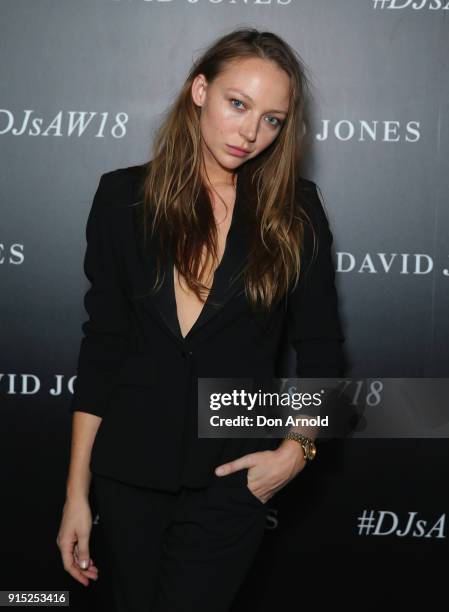 Louise van der Vorst arrives ahead of the David Jones Autumn Winter 2018 Collections Launch at Australian Technology Park on February 7, 2018 in...