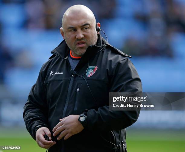 Boris Stankovich of Leicester Tigers during the Anglo-Welsh Cup match between Wasps and Leicester Tigers at Ricoh Arena on February 4, 2018 in...