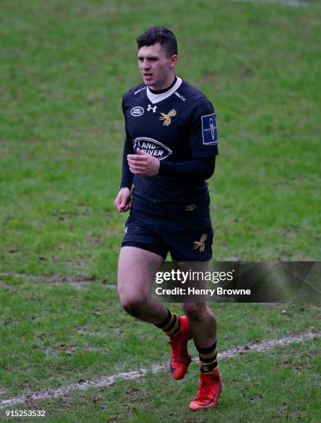 Owain James of Wasps during the Anglo-Welsh Cup match between Wasps and Leicester Tigers at Ricoh Arena on February 4, 2018 in Coventry, England.