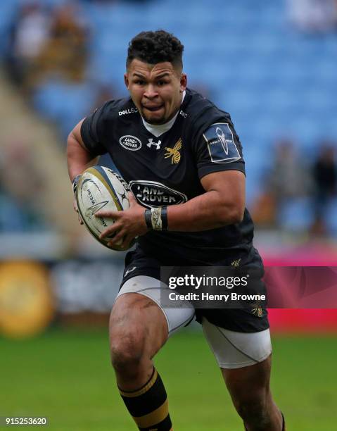 Harris of Wasps during the Anglo-Welsh Cup match between Wasps and Leicester Tigers at Ricoh Arena on February 4, 2018 in Coventry, England.