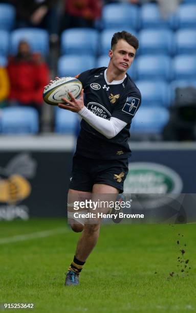 Cameron Anderson of Wasps during the Anglo-Welsh Cup match between Wasps and Leicester Tigers at Ricoh Arena on February 4, 2018 in Coventry, England.