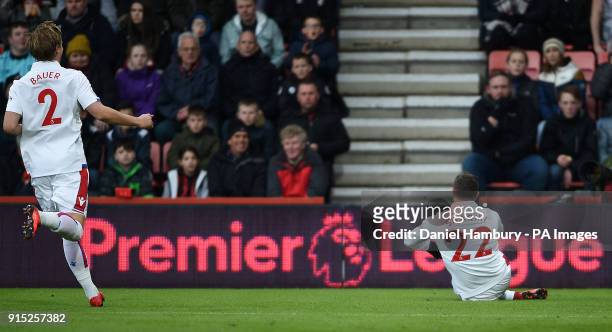 Stoke City's Xherdan Shaqiri celebrates scoring his side's first goal of the game