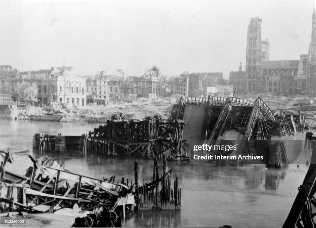Bombed Bridge In Rouen