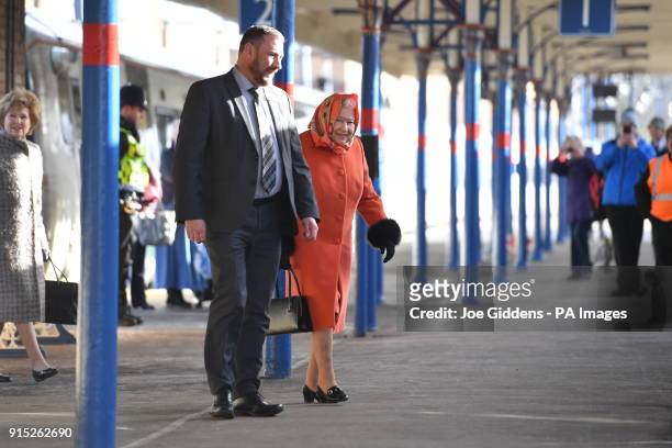Queen Elizabeth II arrives at King's Lynn railway station in Norfolk, to boards a train as she returns to London after spending the Christmas period...