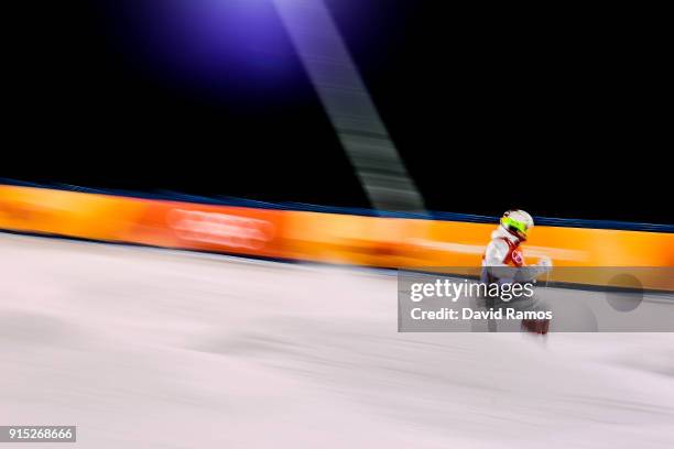 Moguls skier Mikael Kingsbury in action during training session ahead of the PyeongChang 2018 Winter Olympic Games at Bokwang Phoenix Snow Park on...