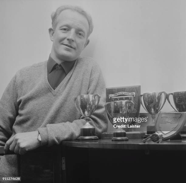 British soccer player Ivor Allchurch of Swansea City AFC with trophies, UK, 17th February 1968.