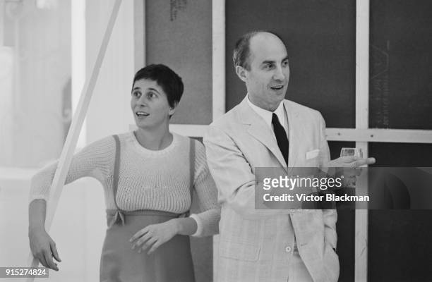 French fashion designer Andre Courreges with his wife and assistant Coqueline Barriere, 14th February 1968.