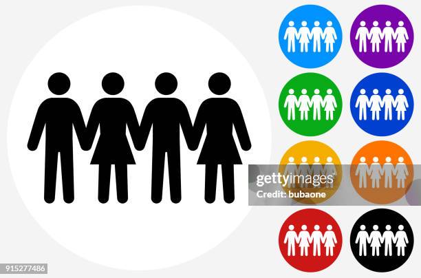 woman and tree man work in team. - holding hands icon stock illustrations