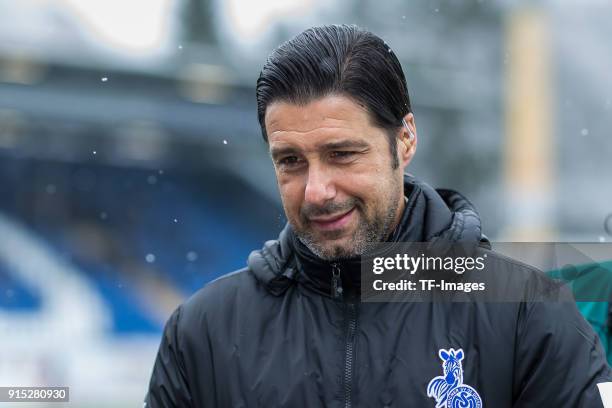 Head coach Ilia Gruev of Duisburg looks on prior to the Second Bundesliga match between SV Darmstadt 98 and MSV Duisburg at Merck-Stadion am...