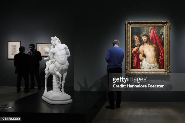 General view with a roman " Centauer" and Rubens "Ecco Homo"at the 'Rubens - Kraft der Verwandlung' exhibition preview at Staedel Museum on February...