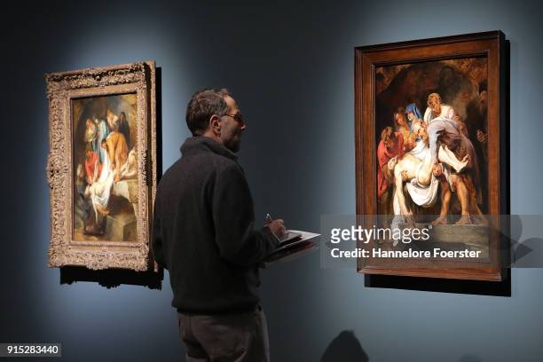 General view at the 'Rubens - Kraft der Verwandlung' exhibition preview at Staedel Museum on February 7, 2018 in Frankfurt am Main, Germany. The...