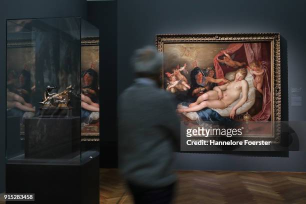 General view with Hendrick Goltzius " The sleeping Danae" at the 'Rubens - Kraft der Verwandlung' exhibition preview at Staedel Museum on February 7,...