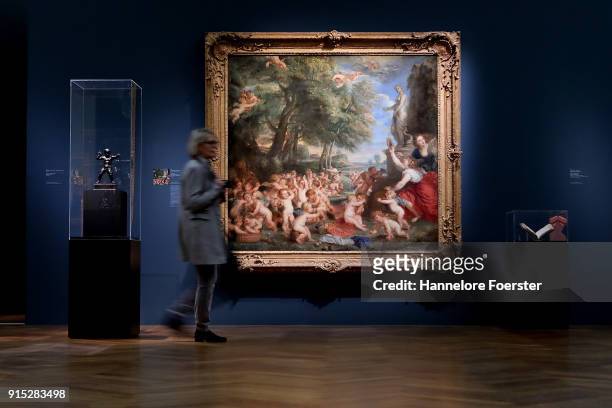 General view with Rubens "The worship of Venus" at the 'Rubens - Kraft der Verwandlung' exhibition preview at Staedel Museum on February 7, 2018 in...
